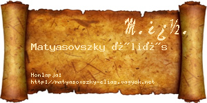 Matyasovszky Éliás névjegykártya